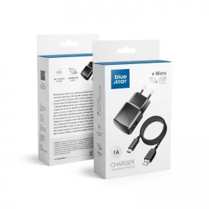 BLUE STAR kucni punjac 1A 5W USB A + USB A na Micro USB TFK-TC-1100B crni