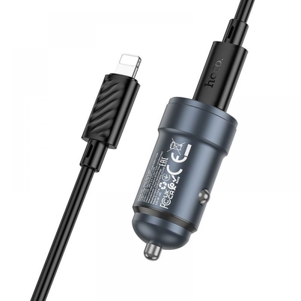 HOCO auto punjac Type C + Type C na Lightning PD QC30W Z57 metal sivi