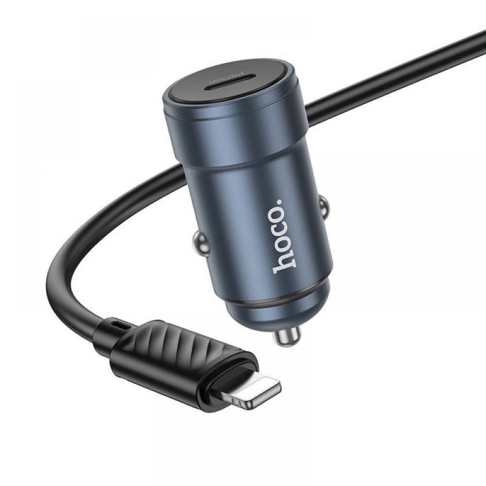 HOCO auto punjac Type C + Type C na Lightning PD QC30W Z57 metal sivi