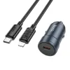HOCO auto punjac Type C + Type C na Lightning PD QC30W Z57 metal sivi