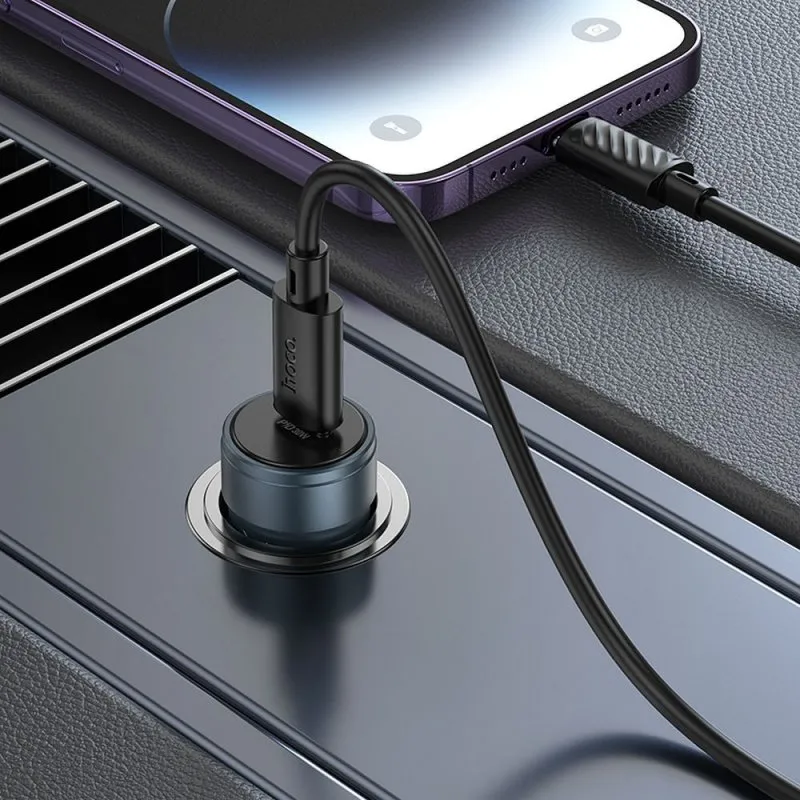 HOCO auto punjac Type C + Type C na Lightning PD QC30W Z57 metal sivi