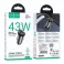 HOCO auto punjac USB A + Type C + Type C na Type C PD QC3.0 43W NZ16A metal sivi