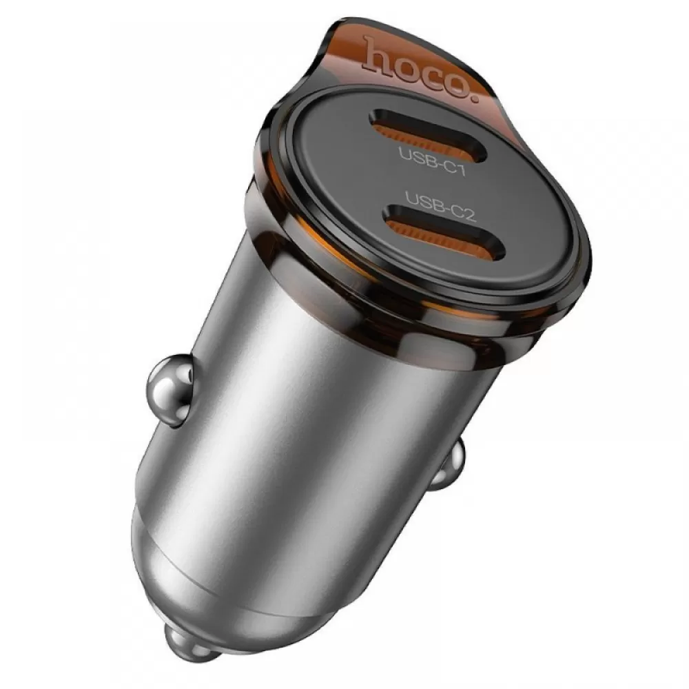 HOCO auto punjac 2 x Type C PD QC3.0 45W NZ16B metal sivi