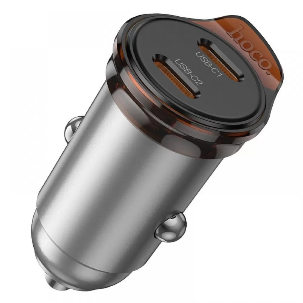 HOCO auto punjac 2 x Type C PD QC3.0 45W NZ16B metal sivi