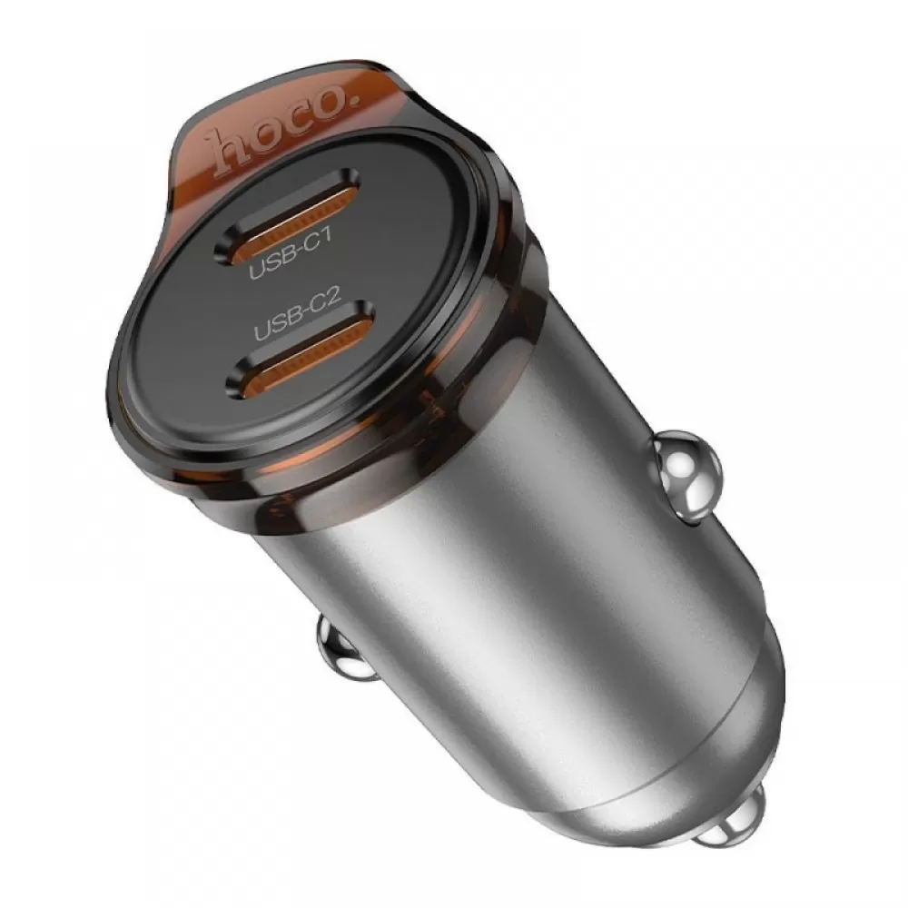 HOCO auto punjac 2 x Type C PD QC3.0 45W NZ16B metal sivi