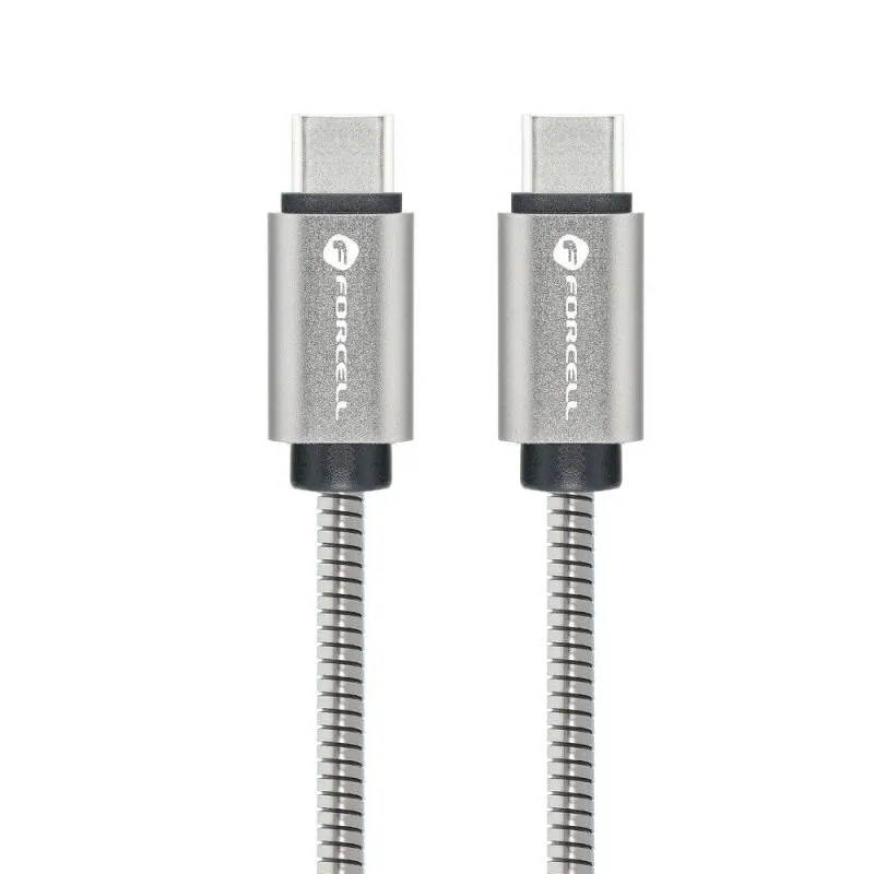 FORCELL F-ENERGY Metal C237 kabal (kabl) Type C na Type C PD QC4.0 3A 60W 1 m srebrni