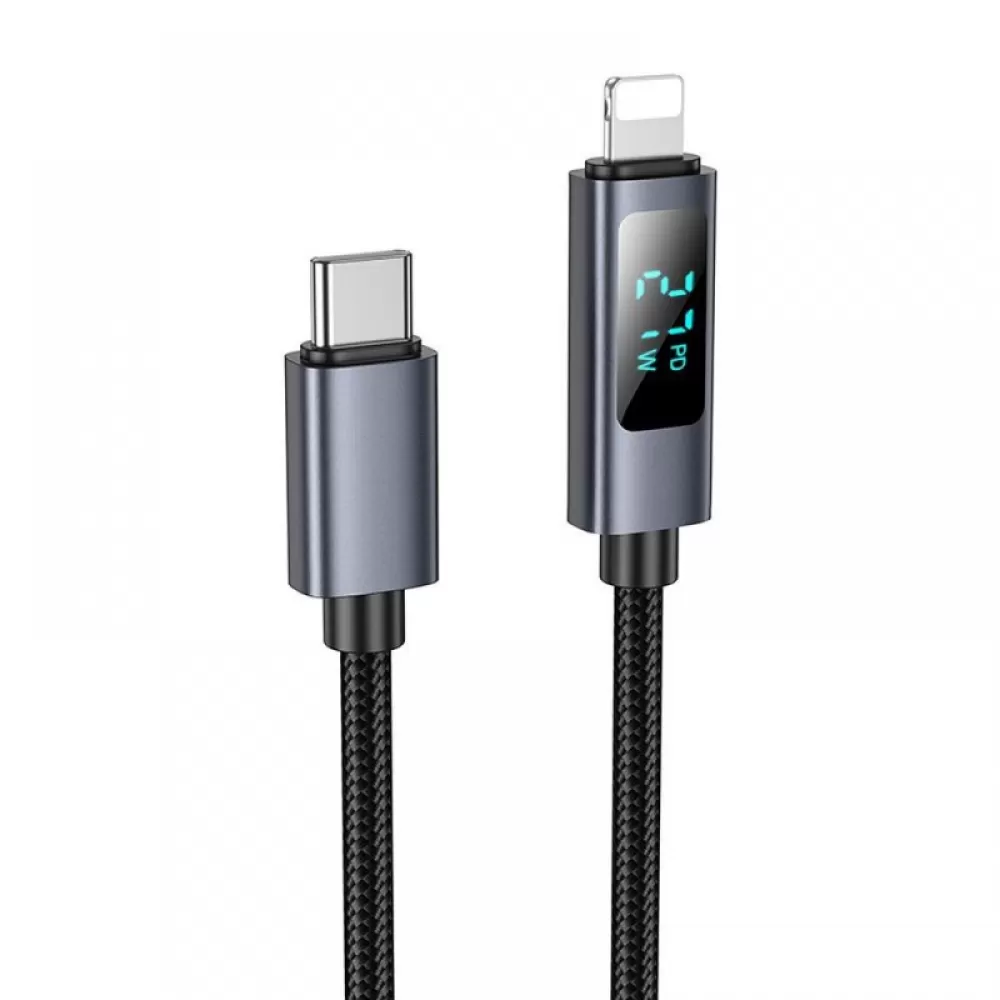 HOCO kabal (kabl) Type C na Lightning s prikazom PD 27W X112 1 m crni