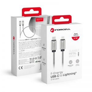 FORCELL F-ENERGY Metal C238 kabal (kabl) Type C na Lightning PD 3A 27W 1 m srebrni