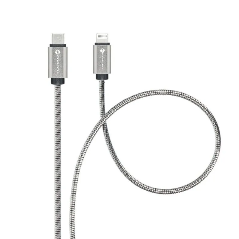 FORCELL F-ENERGY Metal C238 kabal (kabl) Type C na Lightning PD 3A 27W 1 m srebrni