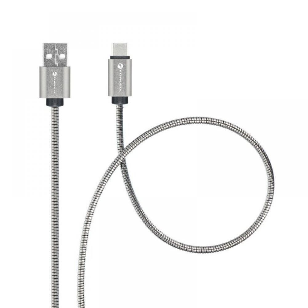 FORCELL F-ENERGY Metal C234 kabal (kabl) USB A na Type C QC3.0 2,4A 12W 1 m srebrni