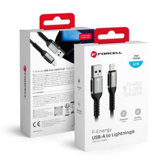 FORCELL F-ENERGY C257 kabal (kabl) USB A na Lightning 2,4A 12W Cafule 2 m crni