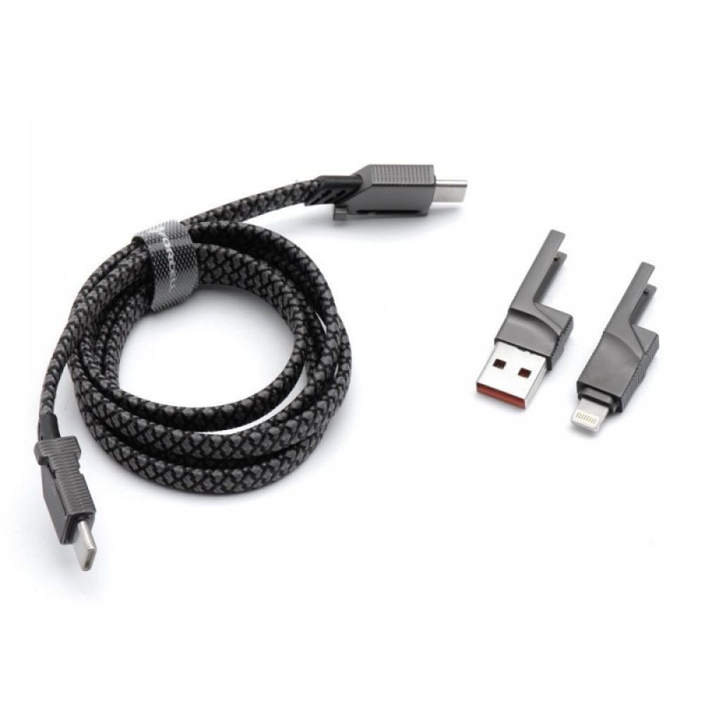 FORCELL F-ENERGY C241 4u1 kabal (kabl) Type C / USB A na Type C / Lightning QC PD 3A 60W 1 m krom