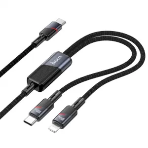 HOCO kabal (kabl) 2in1 Type C na Type C + Lightning 5A 100W U139 1,2 m crni
