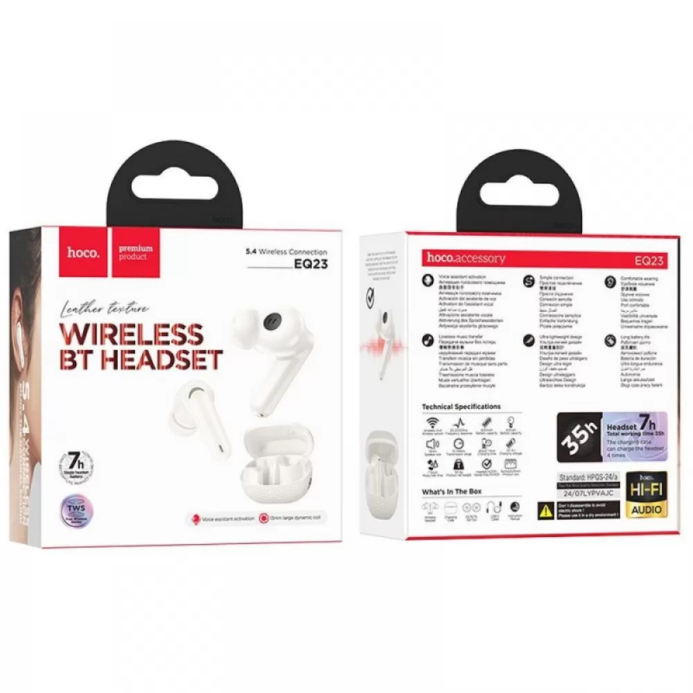 HOCO bezicne slusalice bluetooth TWS EQ23 bele