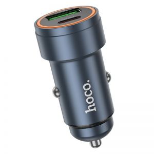 HOCO auto punjac USB A + Type C PD QC3.0 3A 30W Z57A metal sivi