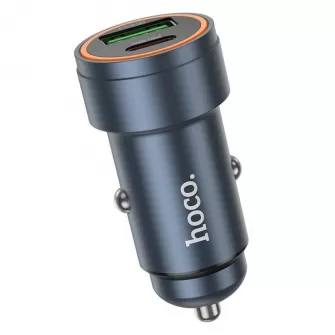 HOCO auto punjac USB A + Type C PD QC3.0 3A 30W Z57A metal sivi