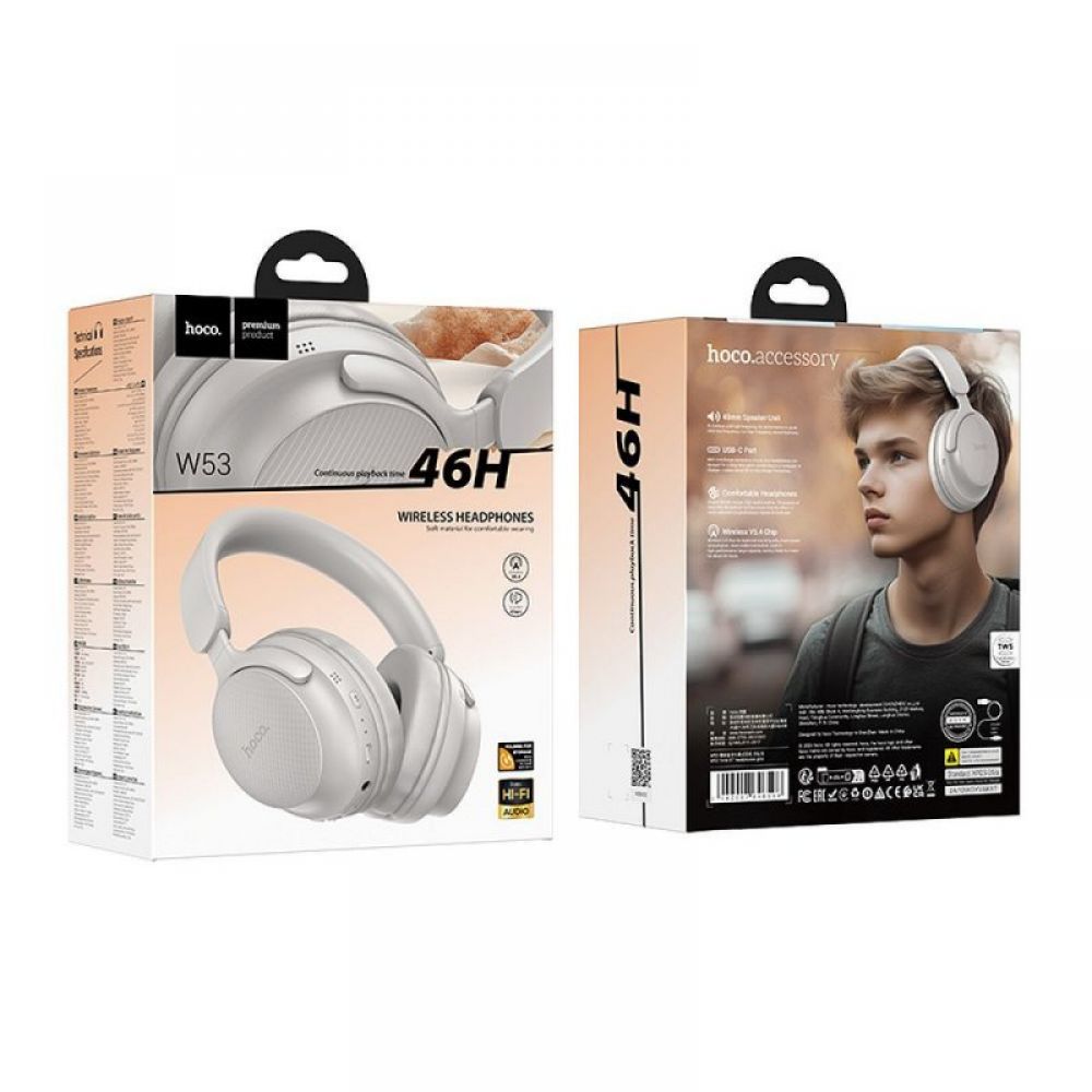 HOCO žične slušalice Bluetooth W53 sive