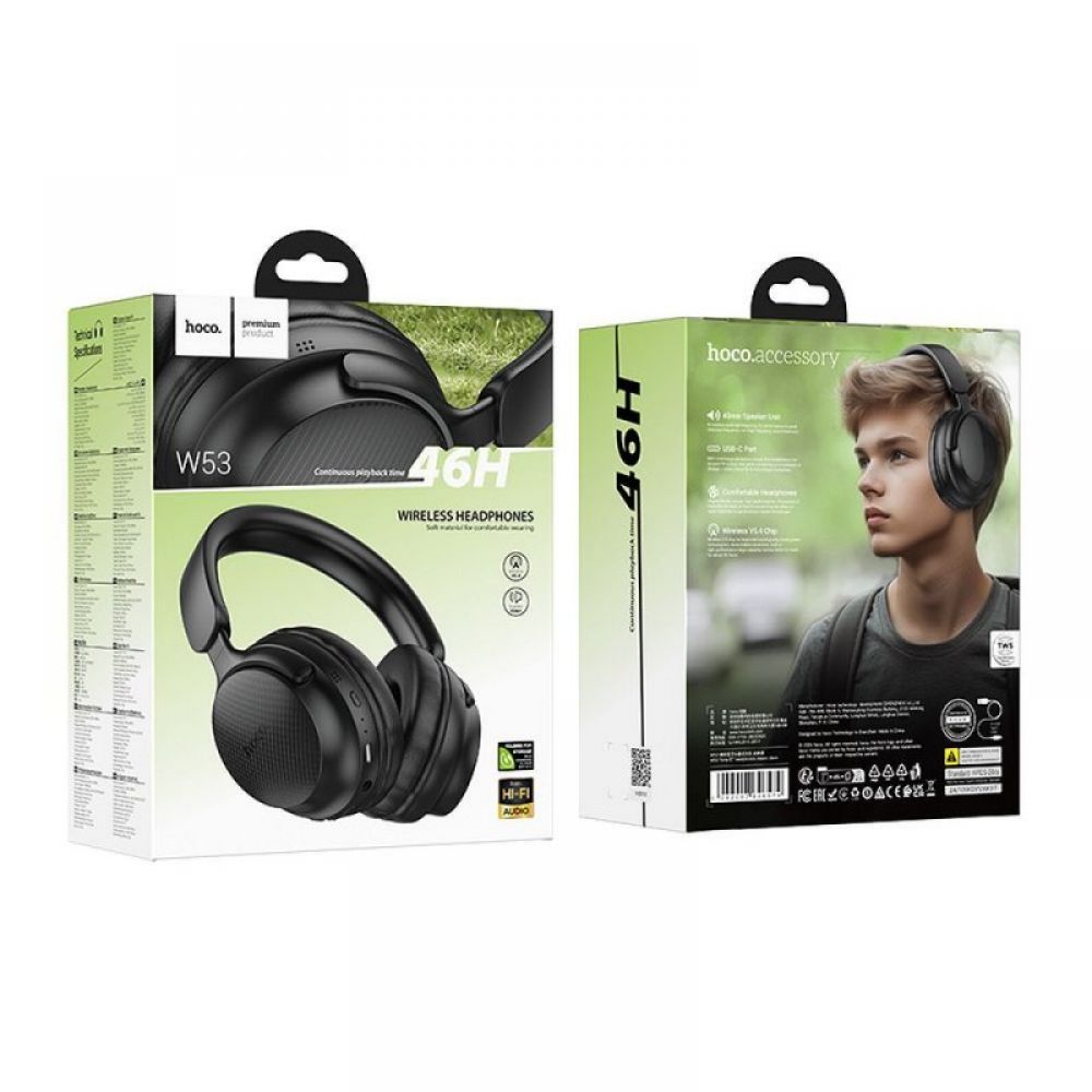 HOCO žične slušalice Bluetooth W53 classic crne