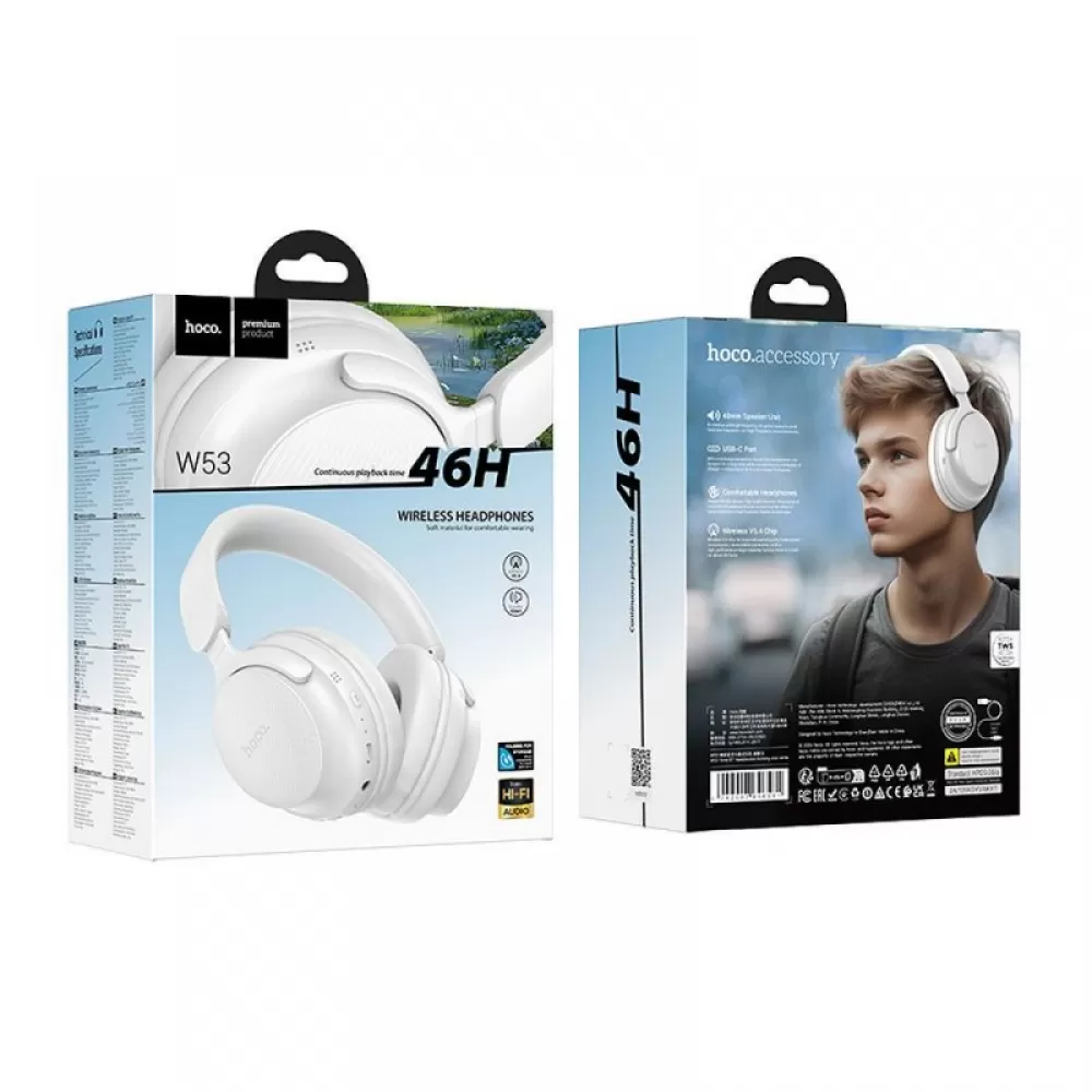 HOCO žične slušalice Bluetooth W53 morning mist bele