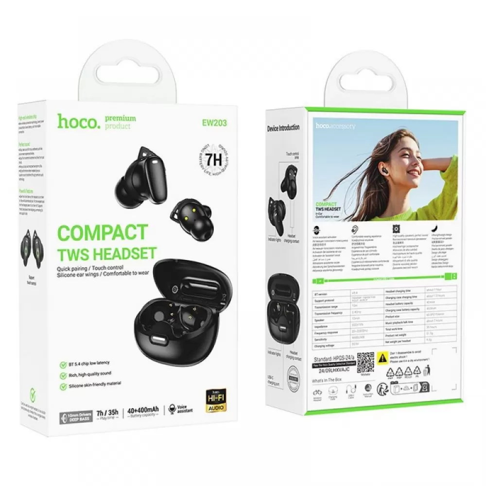 HOCO bežične Bluetooth slušalice TWS EW203 crne
