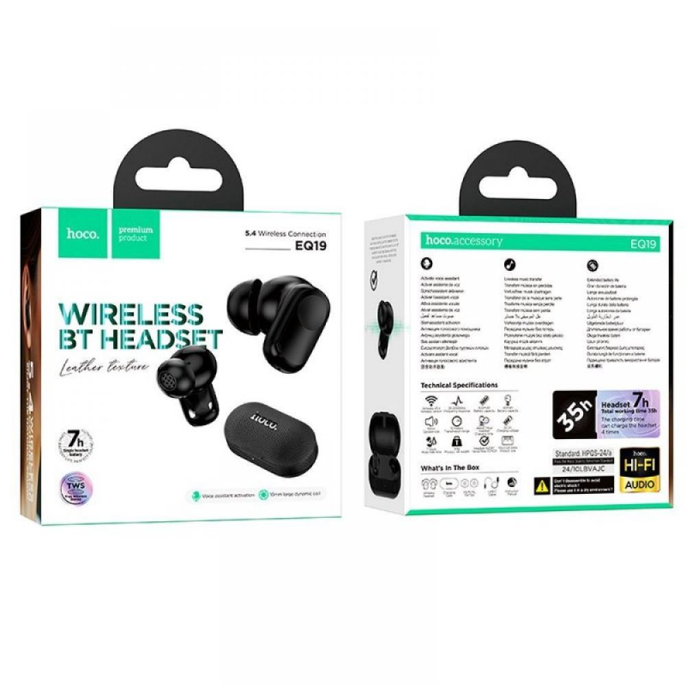 HOCO bežična Bluetooth slušalica TWS EQ19 crne
