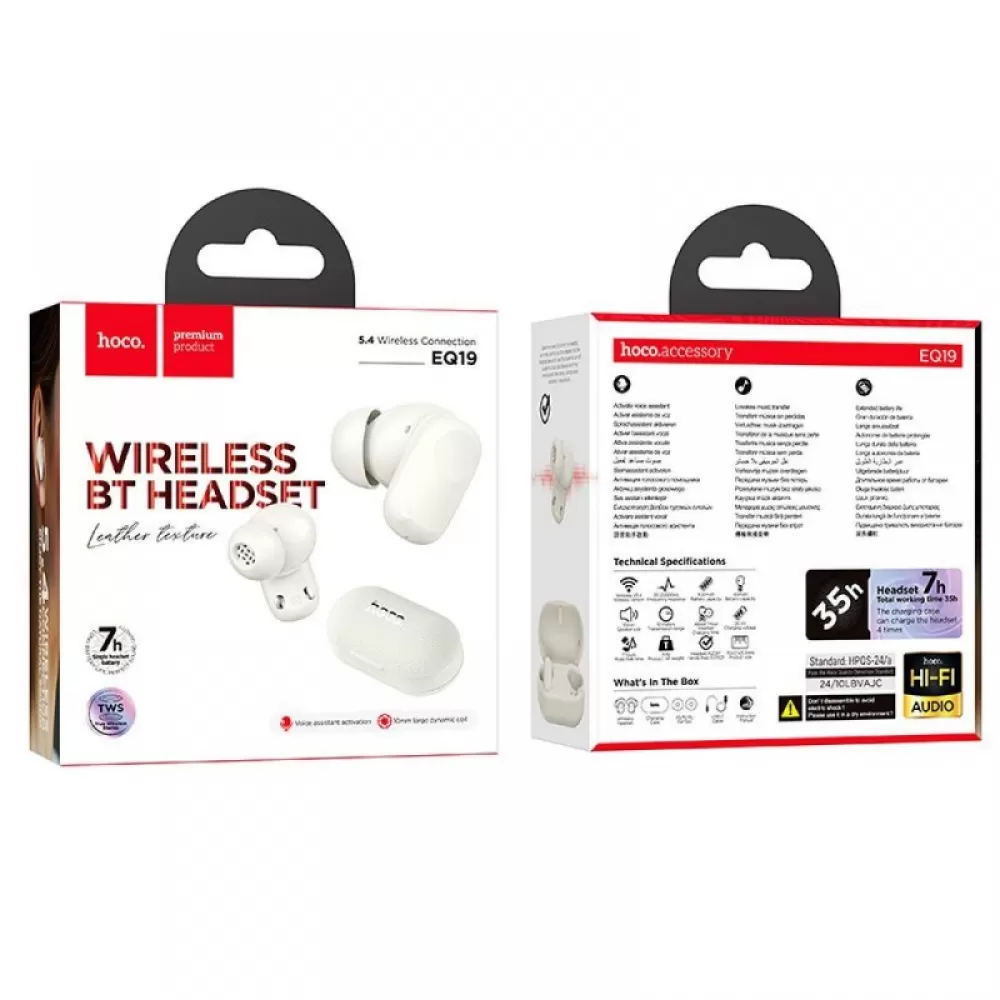 HOCO bežična Bluetooth slušalica TWS EQ19 bela