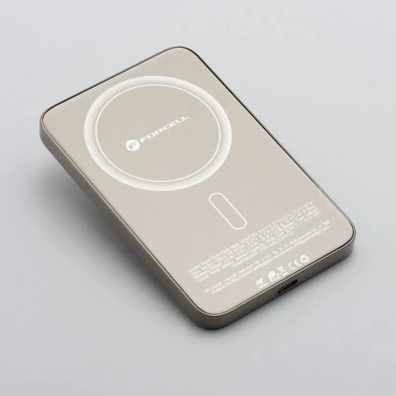 FORCELL F-ENERGY F5K8 Super Slim powerbank kompatibilan sa MagSafe PD3.0 QC4.0 15W 5000 mAh titanium