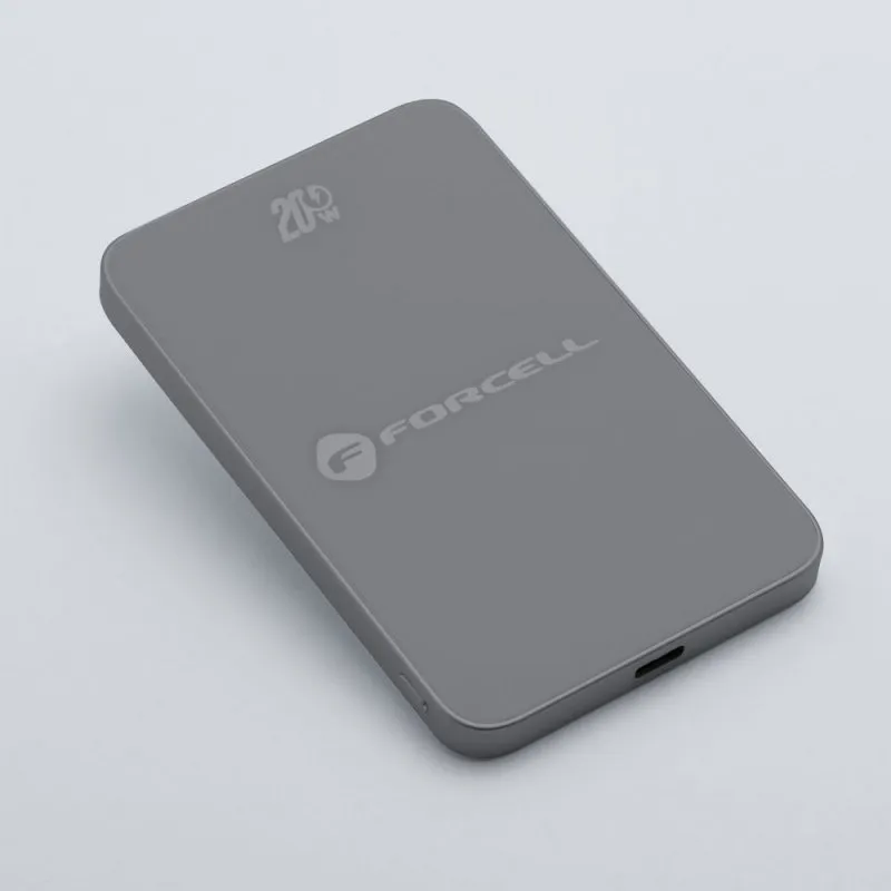 FORCELL F-ENERGY F5K8 Super Slim powerbank kompatibilan sa MagSafe PD3.0 QC4.0 15W 5000 mAh siva