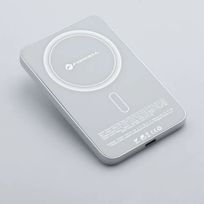 FORCELL F-ENERGY F5K8 Super Slim powerbank kompatibilan sa MagSafe PD3.0 QC4.0 15W 5000 mAh bela
