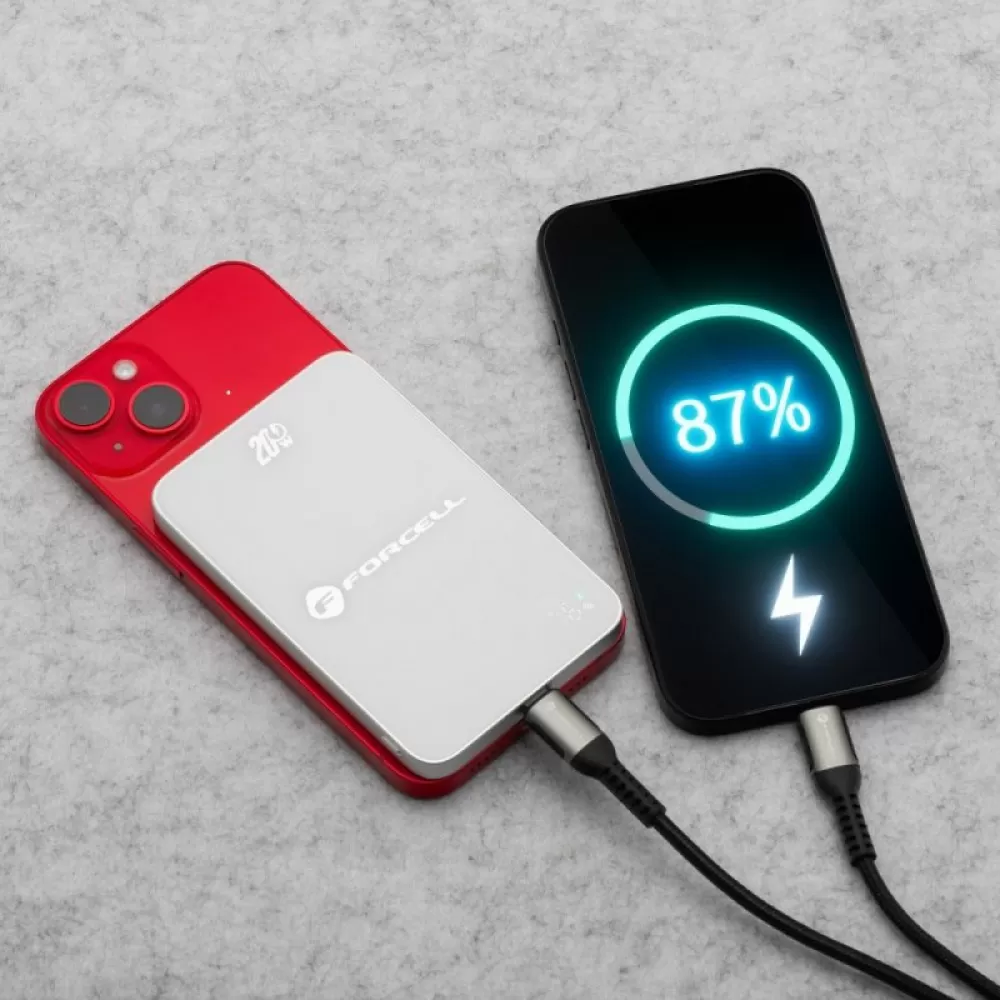 FORCELL F-ENERGY F5K8 Super Slim powerbank kompatibilan sa MagSafe PD3.0 QC4.0 15W 5000 mAh bela