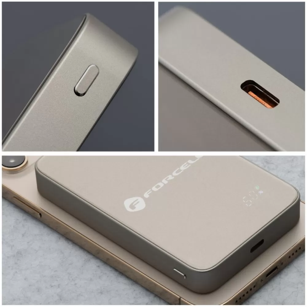 FORCELL F-ENERGY F10K8 Super Slim powerbank kompatibilan sa MagSafe PD3.0 QC4.0 15W 10000 mAh titanium