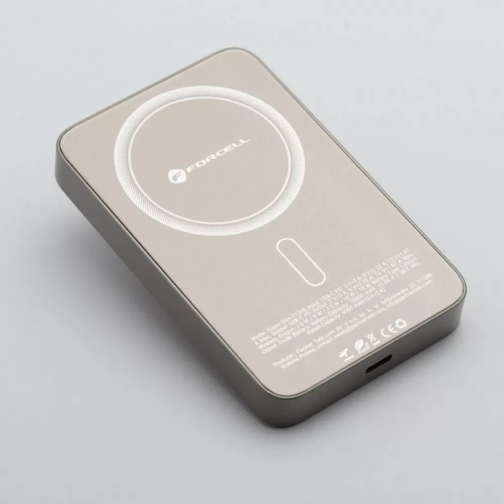 FORCELL F-ENERGY F10K8 Super Slim powerbank kompatibilan sa MagSafe PD3.0 QC4.0 15W 10000 mAh titanium