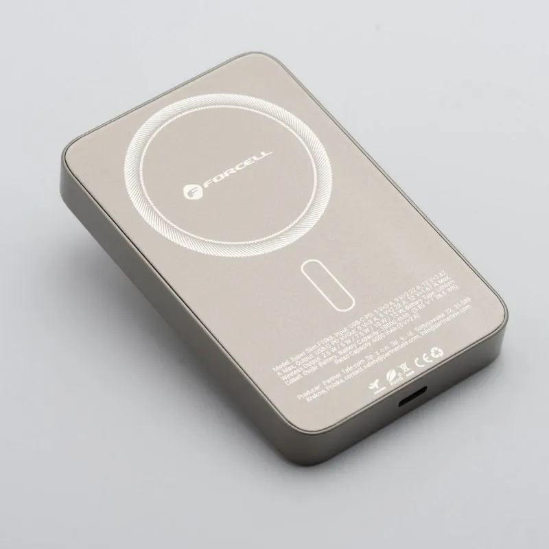 FORCELL F-ENERGY F10K8 Super Slim powerbank kompatibilan sa MagSafe PD3.0 QC4.0 15W 10000 mAh titanium