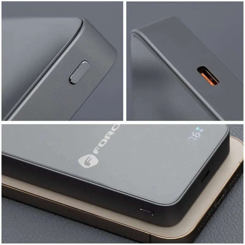 FORCELL F-ENERGY F10K8 Super Slim powerbank kompatibilan sa MagSafe PD3.0 QC4.0 15W 10000 mAh siva