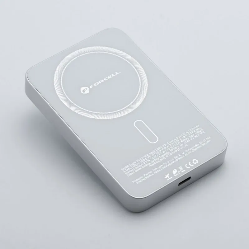 FORCELL F-ENERGY F10K8 Super Slim powerbank kompatibilan sa MagSafe PD3.0 QC4.0 15W 10000 mAh bela