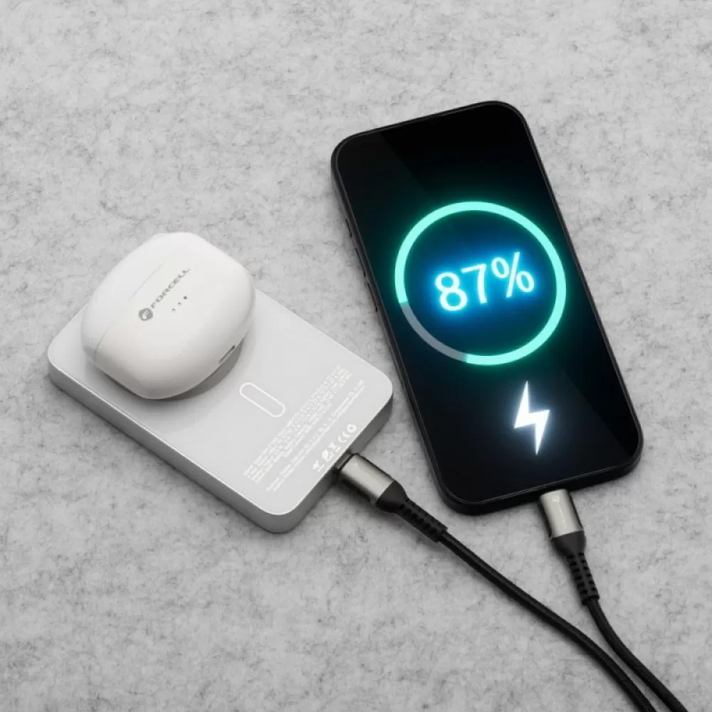 FORCELL F-ENERGY F10K8 Super Slim powerbank kompatibilan sa MagSafe PD3.0 QC4.0 15W 10000 mAh bela