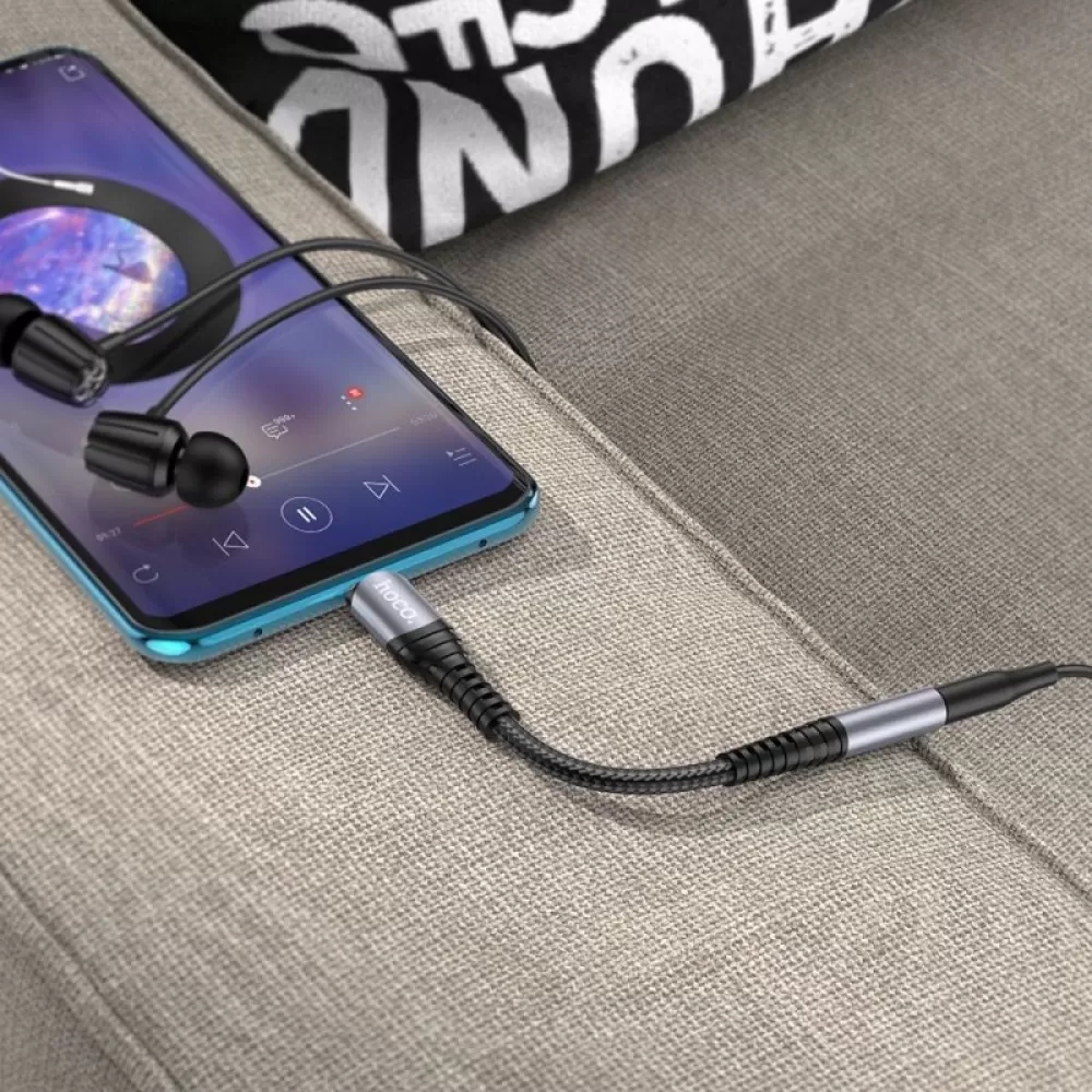 HOCO adapter AUX Jack 3.5 mm (ženski) na USB C (muški) LS33 metalik siva