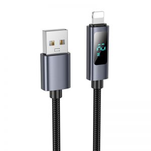 Kabl USB A na Lightning Hoco 2.4A sa displejem 1 m X112 crna