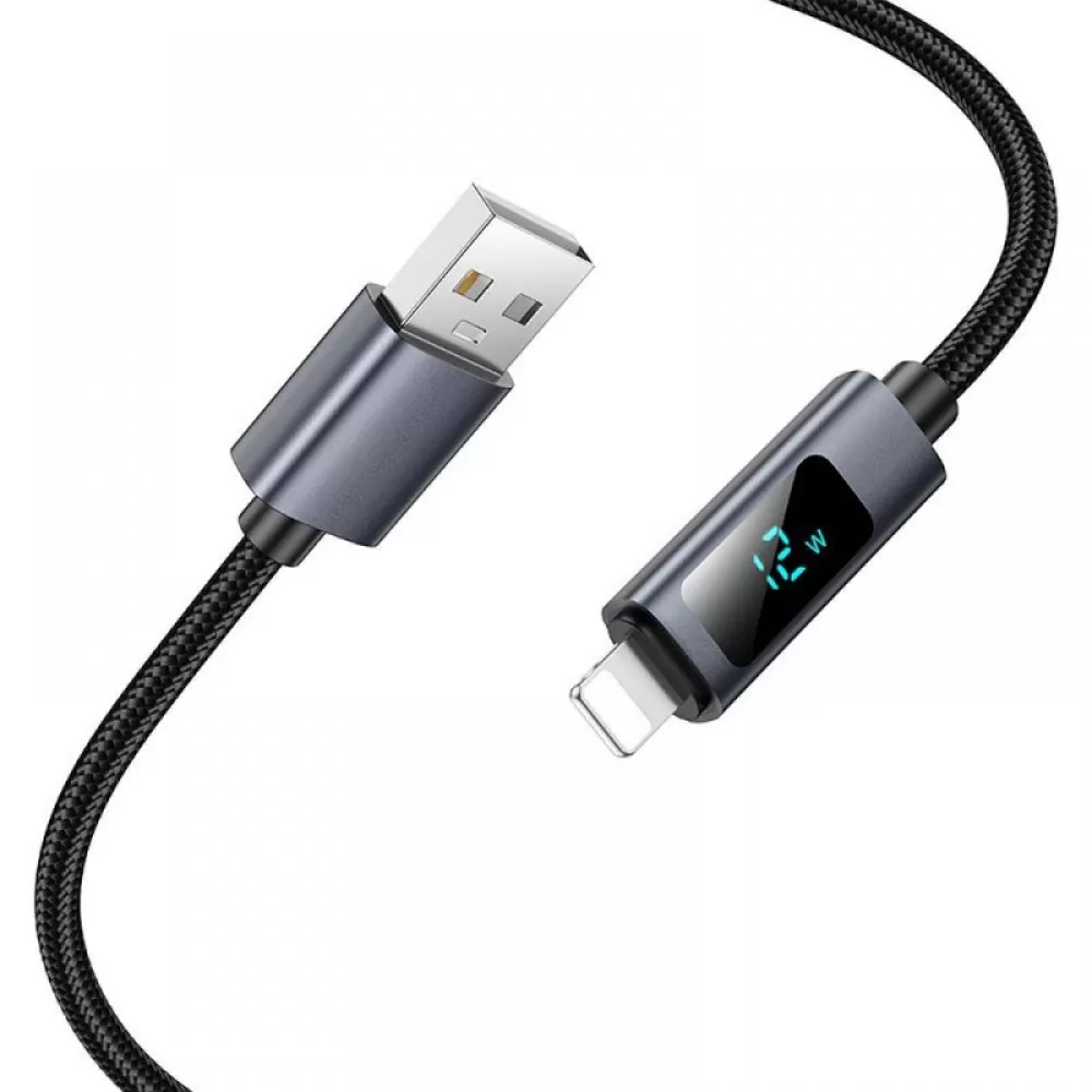 Kabl USB A na Lightning Hoco 2.4A sa displejem 1 m X112 crna
