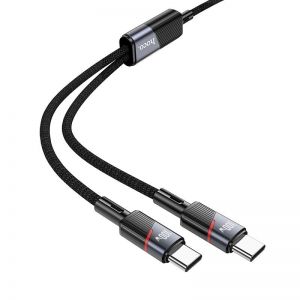 Kabl 2u1 USB C na USB C / USB C Hoco 5A 100W 1.2 m U139 crna