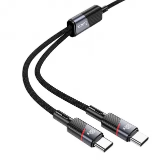 Kabl 2u1 USB C na USB C / USB C Hoco 5A 100W 1.2 m U139 crna