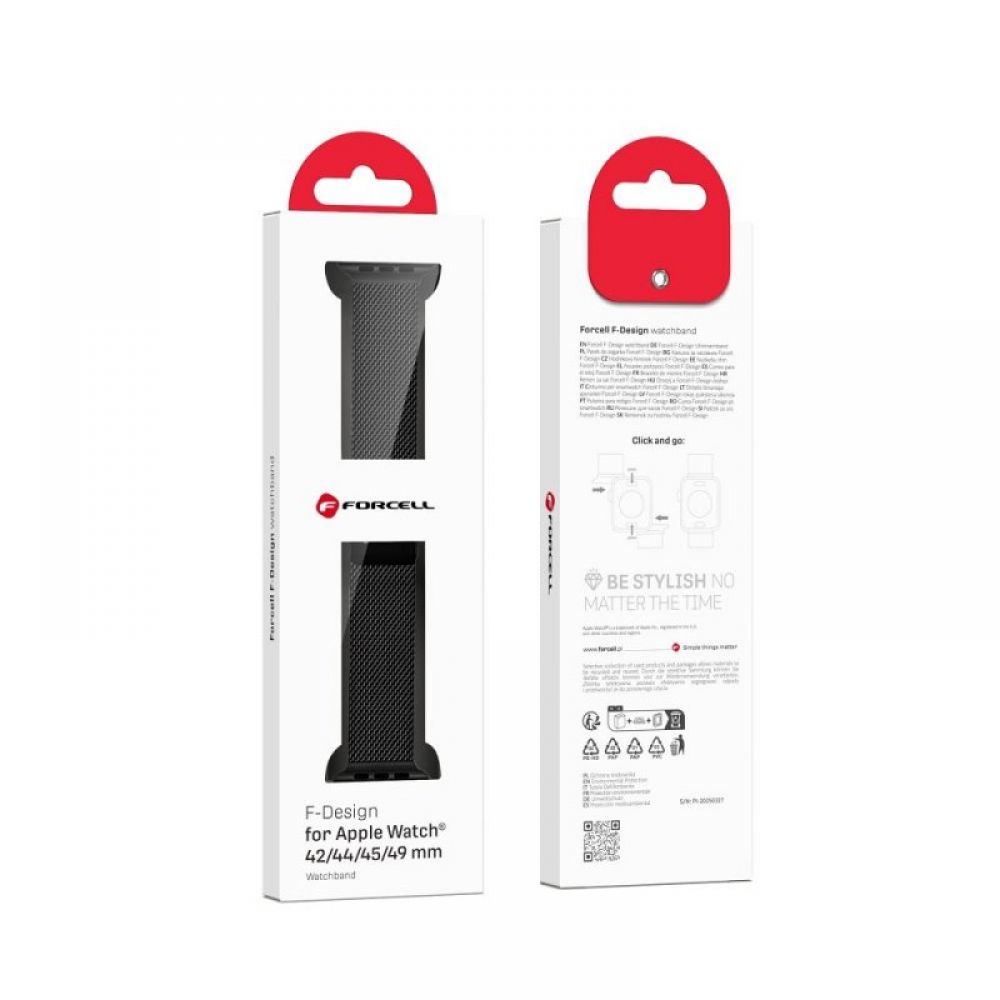 FORCELL F-DESIGN FA14 magnetna narukvica od nehrdjajuceg celika za APPLE Watch 42/44/45/49 mm crna