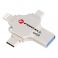 FORCELL F-DATA Metal Quad 64 GB USB fles USB 3.2 Gen 1 (USB A/Type C/Lightning/Micro USB) srebrni
