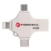 FORCELL F-DATA Metal Quad 32 GB USB fles USB 3.2 Gen 1 (USB A/Type C/Lightning/Micro USB) srebrni