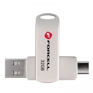 FORCELL F-DATA Metal Duo 32 GB USB flash USB 3.2 Gen 1 (USB A/Type C) srebrni