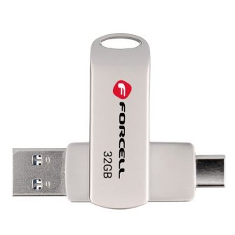 FORCELL F-DATA Metal Duo 32 GB USB flash USB 3.2 Gen 1 (USB A/Type C) srebrni