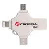 FORCELL F-DATA Metal Quad 16 GB USB fles USB 3.2 Gen 1 (USB A/Type C/Lightning/Micro USB) srebrni