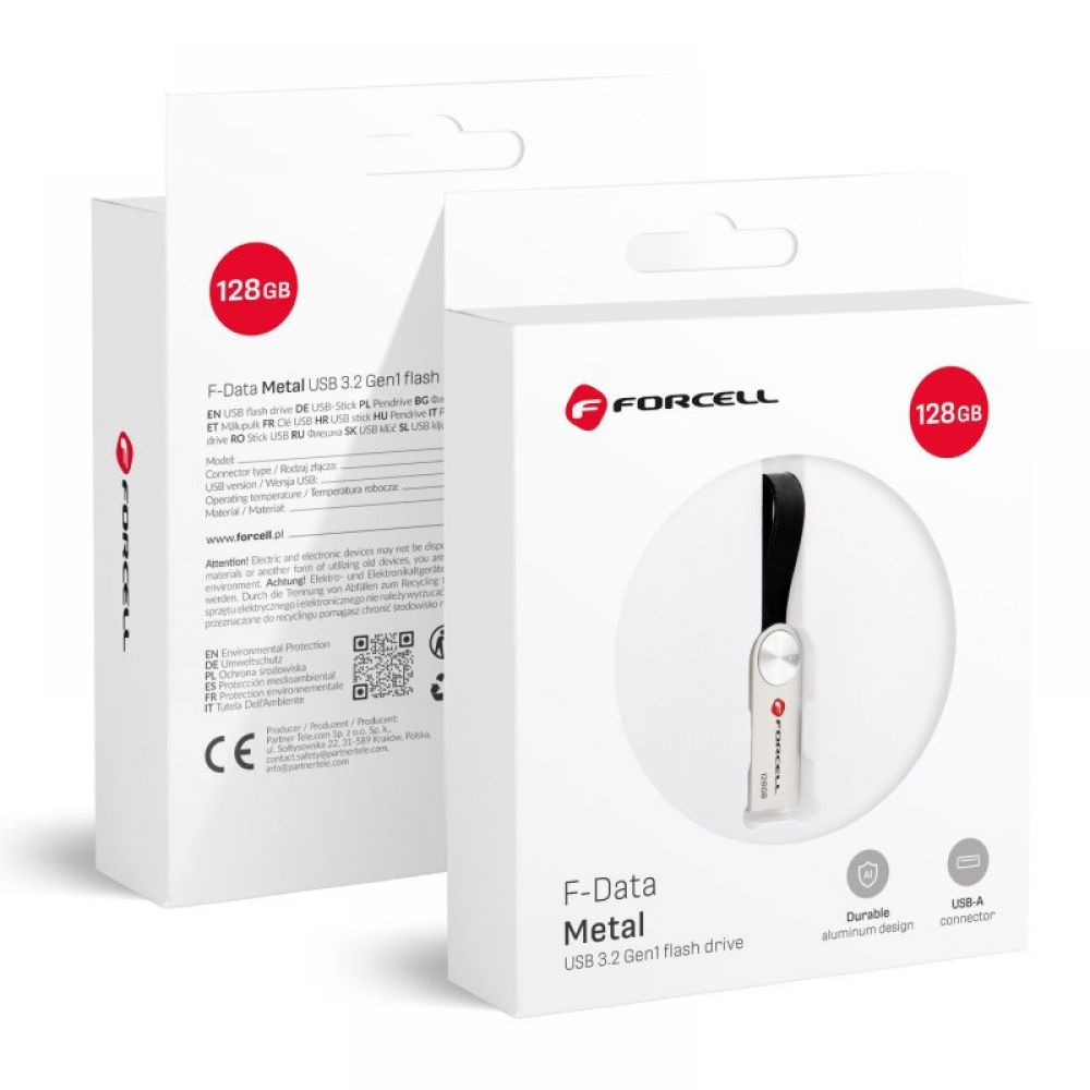 FORCELL F-DATA Metal 128 GB USB flash USB 3.2 Gen 1 (USB A) srebrni