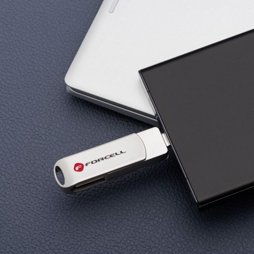 FORCELL F-DATA Metal 128 GB USB flash USB 3.2 Gen 1 (USB A) srebrni