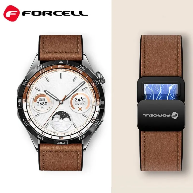 FORCELL F-DESIGN FS20 magnetna narukvica od eko koze za SAMSUNG Watch 20 mm braon